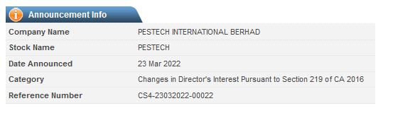 Announcement: Changes in Director's Interest 23032022 - 04