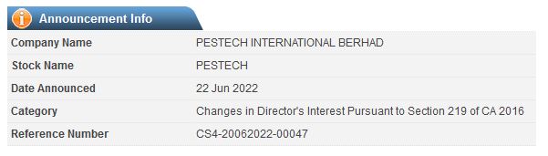 Announcement: Changes in Director's Interest 22062022 - 03