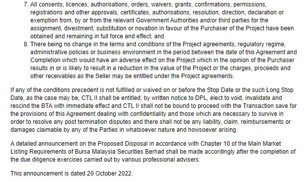 Announcement: BTA DPL-CTL II 20102022 - 03