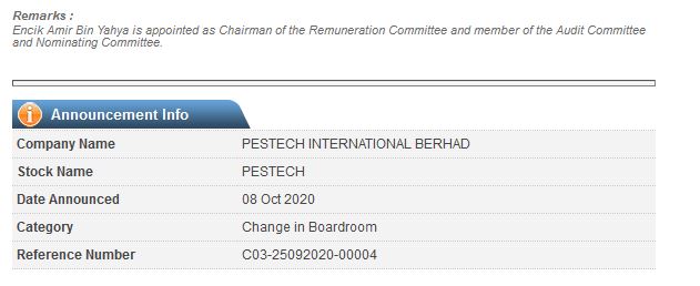 Announcement: Change in Boardroom (Amir Yahya) - 04