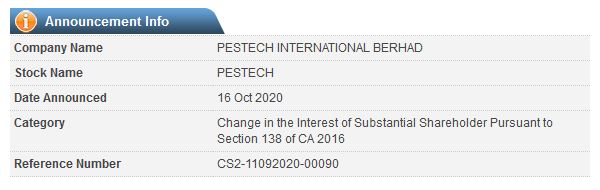 Announcement: Change in Substantial Shareholder's Interest 16102020 - 04