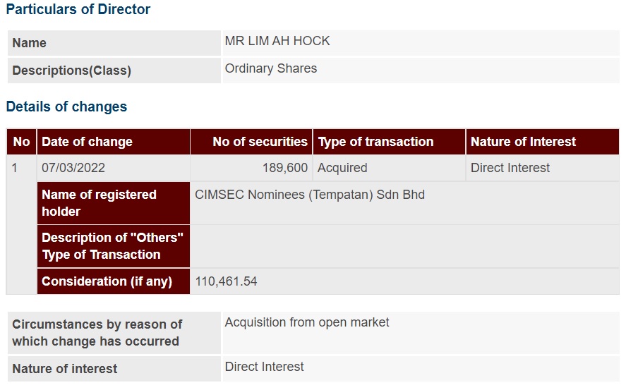 Announcement: Changes in Director's Interest Lim Ah Hock 080322 - 01
