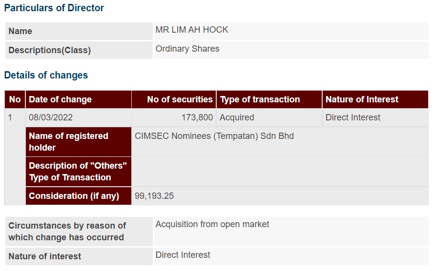 Announcement: Changes in Director's Interest Lim Ah Hock 090322 - 01