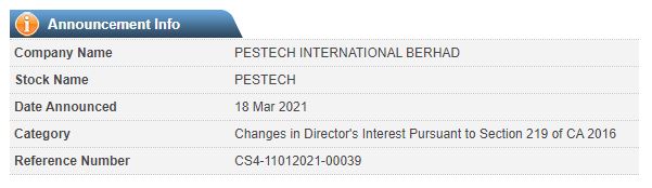 Announcement: Changes in Director's Interest 18032021  - 03