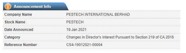 Announcement: Changes in Director's Interest 19012021 - 03