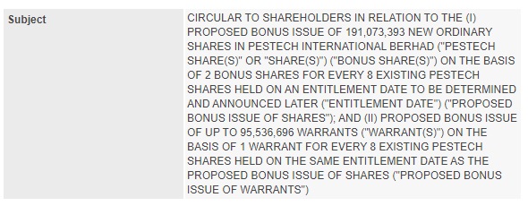 Announcement: Circular to Shareholders in relation to the Proposed Bonus Issue 271021 - 01