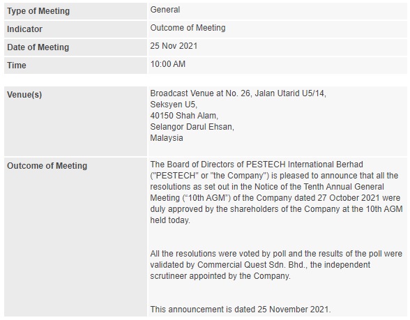 Announcement: Outcome of meeting 251121 - 01
