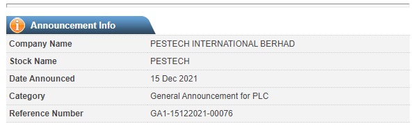 Announcement: PESTECH Cambodia Dividend Distribution Disclosure 151221 - 02