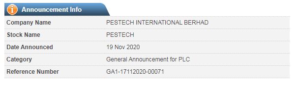 Announcement: PESTECH Cambodia Disclosure Financial Year End 25112020 - 02