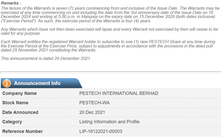Announcement: Profile for Securities of PLC 201221 - 03