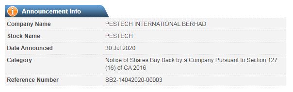 PESTECH Share Buy Back - 02