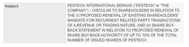 Announcement: Circular to Shareholders 27102022 - 01