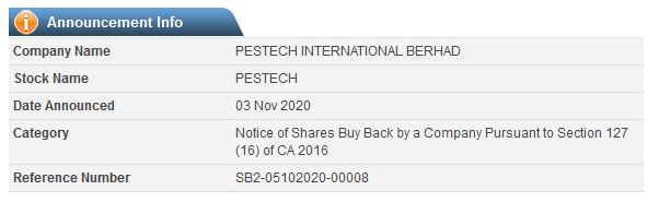 Announcement: Shares Buy Back 03112020 - 02