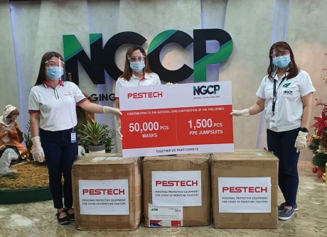 Donation of face masks and PPE suits to National Grid Corporation of the Philippines by our Vice President of Operations, Ms. Mary Jane R. Bognot